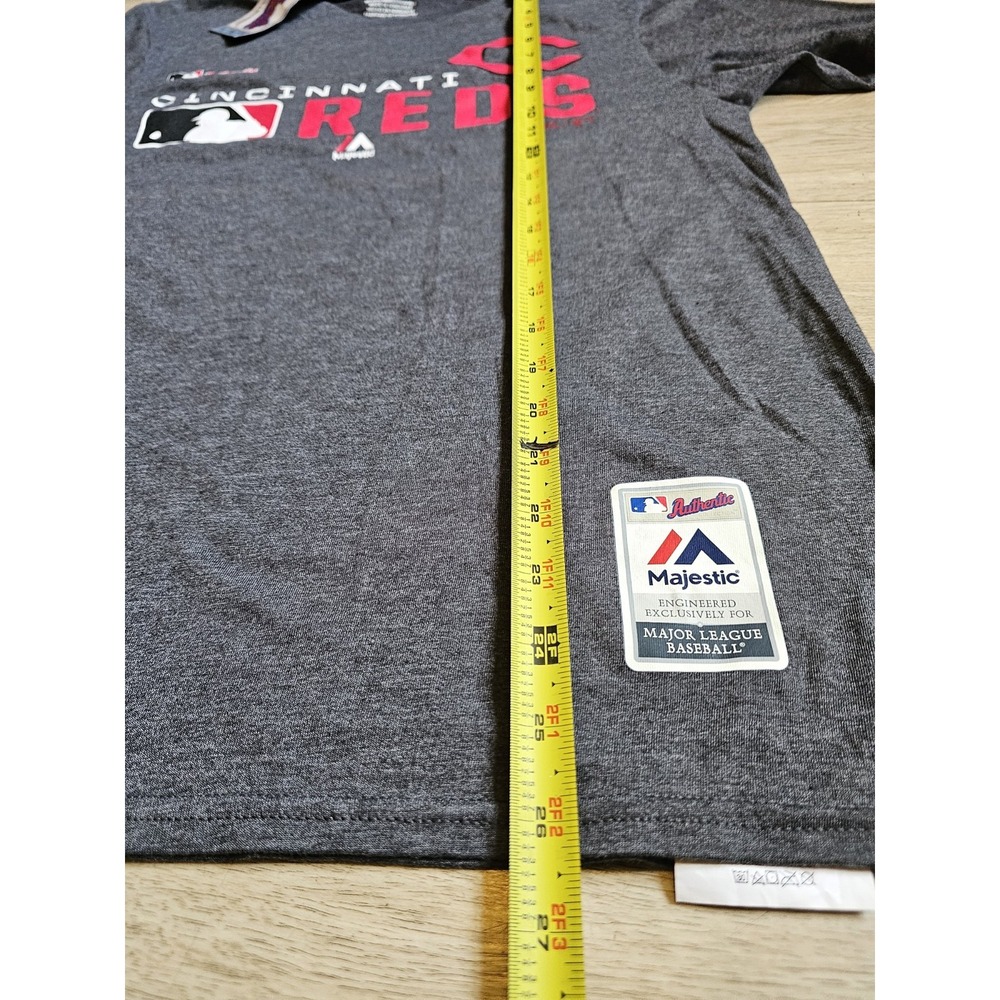Authentic Majestic Cincinnati Reds Baseball Grey T-Shirt Size Small NWT - Picture 4 of 5